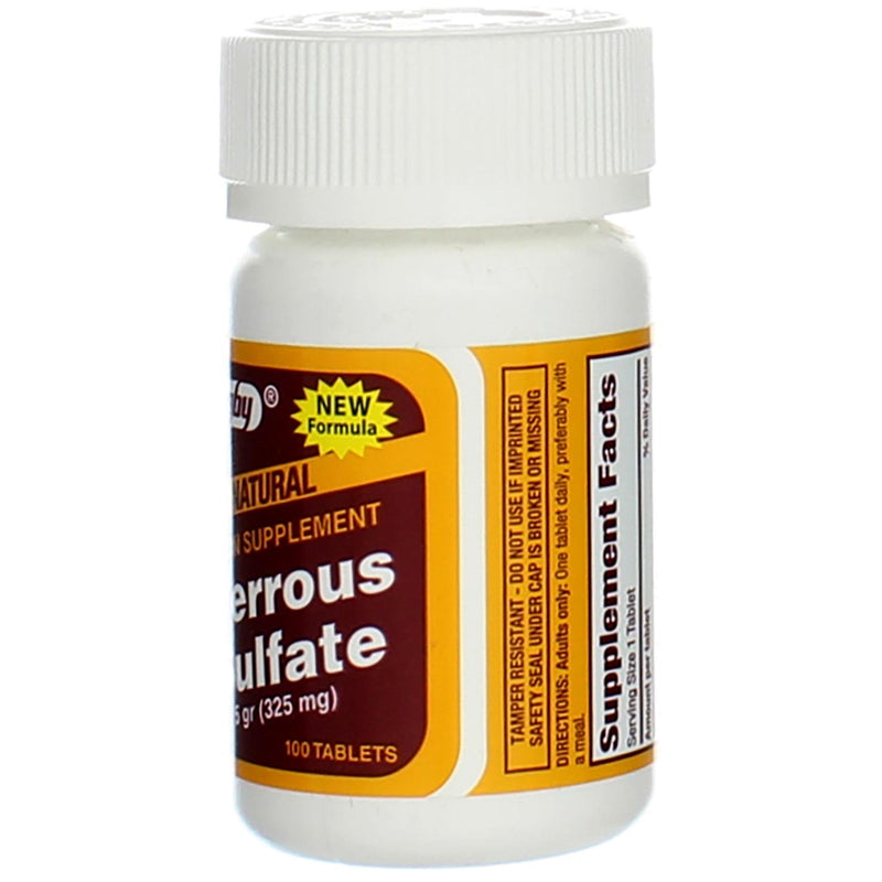 Rugby Ferrous Sulfate Iron Supplement Tablets, 325 mg, 100 Ct