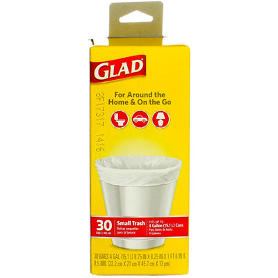 Glad Small Trash Bags, 4 Gallons, 30 ct