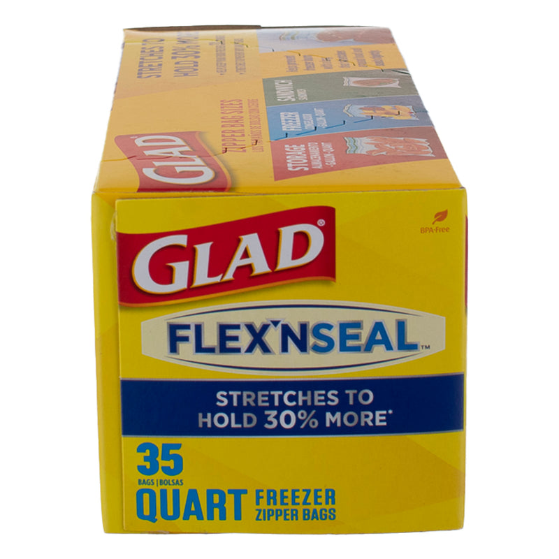 Glad FlexNSeal Quart Zipper Bags, 17.7 cm X 19.6 cm, 35 Ct