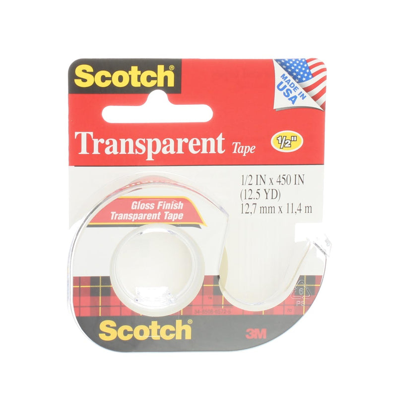 Scotch Transparent Tape, Gloss Finish, 0.5in X 450in