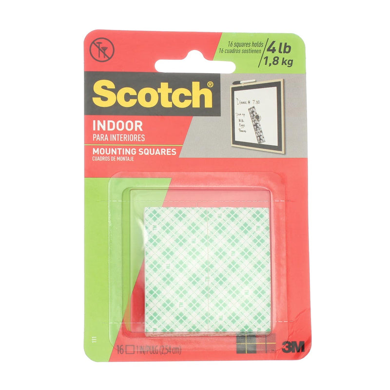 Scotch Mounting Squares, Indoor, 1in, 16 Ct