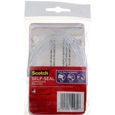 Scotch Self-Sealing Laminating Pouches, Glossy, 2.5in X 4.5in, 5 Ct