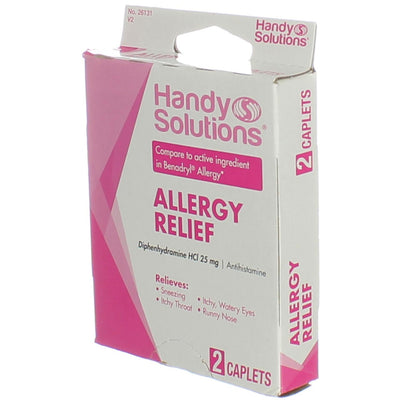 Handy Solutions Diphenhydramine HCl Allergy Relief Caplets, 25 mg, 2 Ct