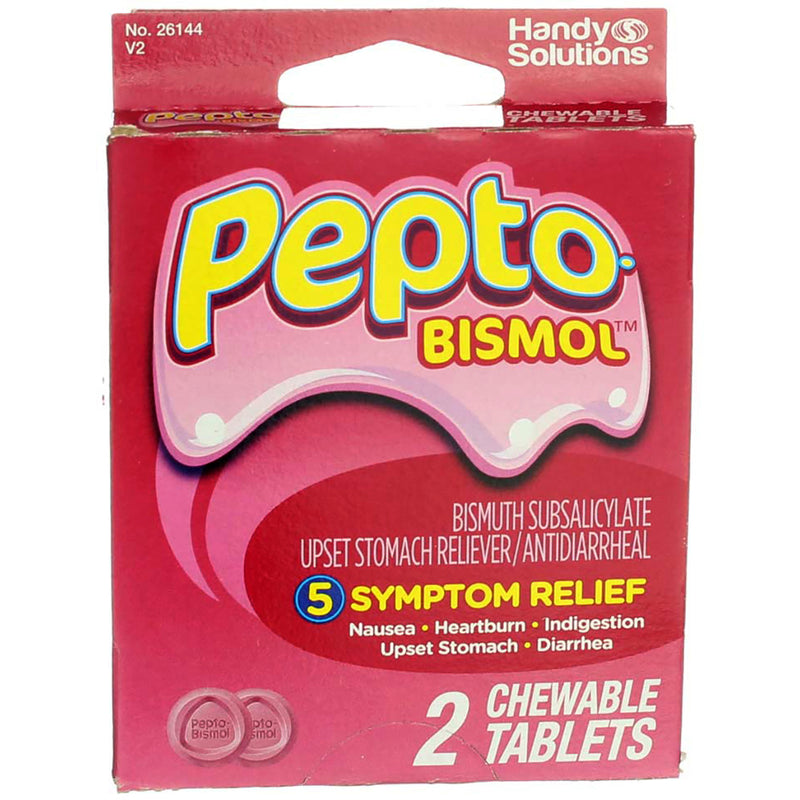 Pepto-Bismol 5 Symptom Digestive Relief Chewable Tablets, Original, 2 Ct