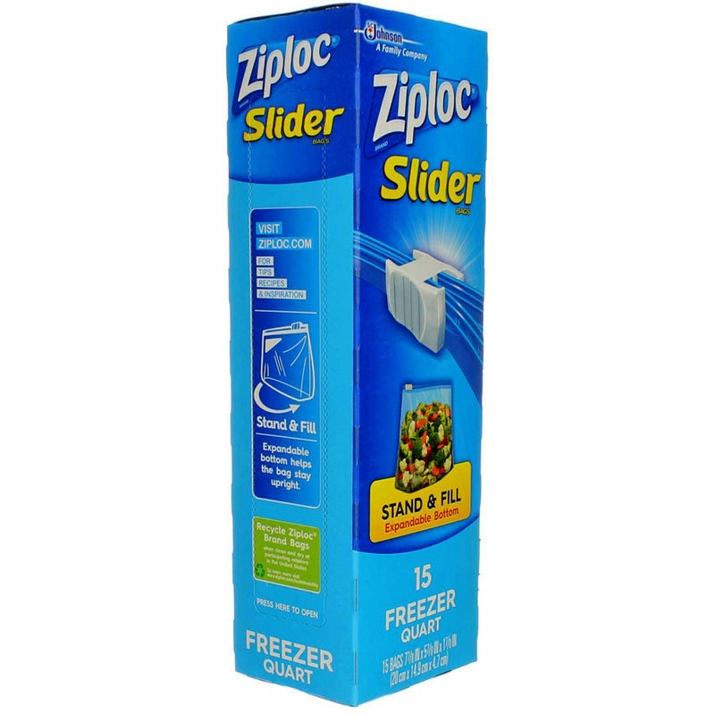 Ziploc Slider Freezer Bags, 1 Quart, 15 Ct