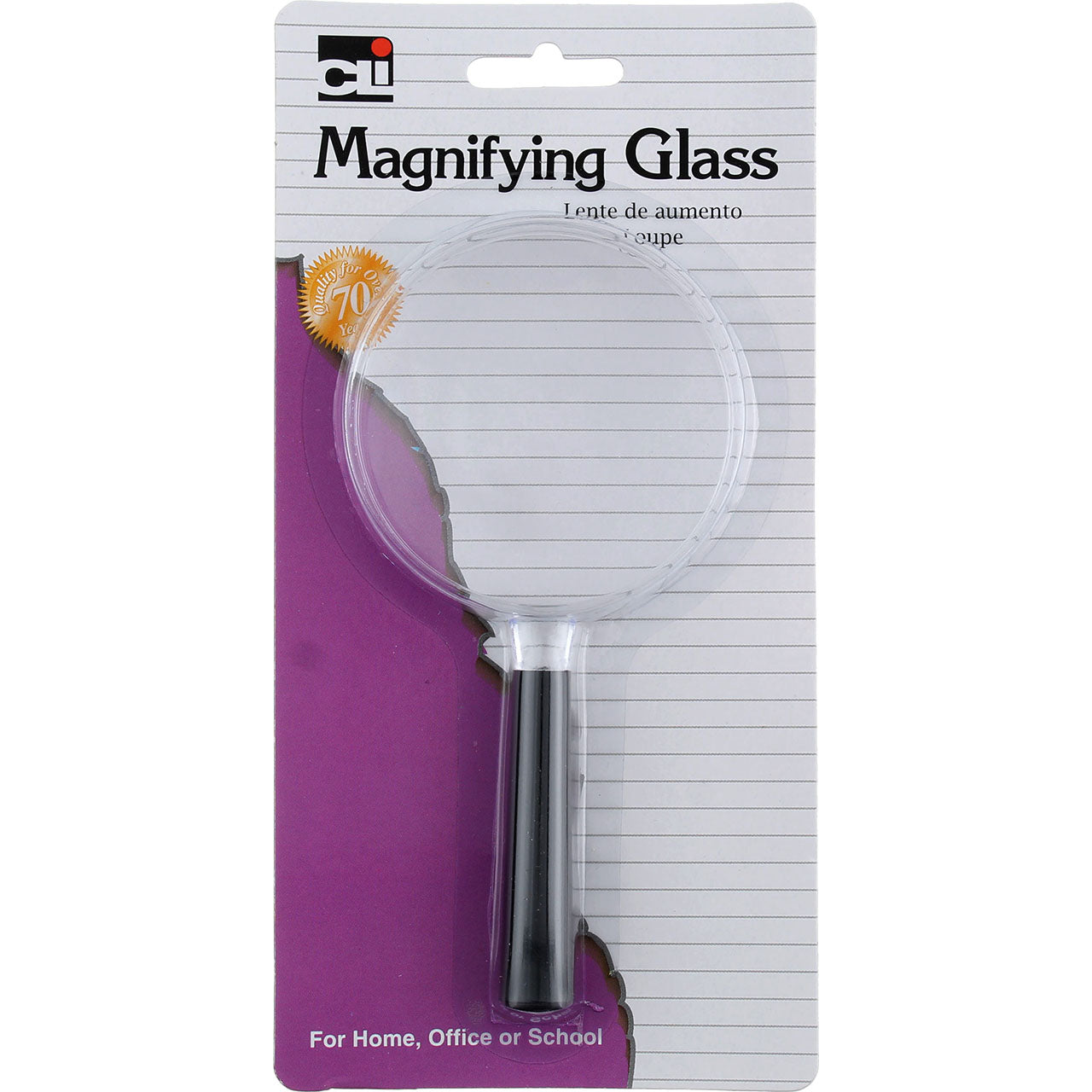 charles leonard 2x magnifying glass, 2 1/2 inch lens, 5.2 inch tall,  assorted colors (80212) 