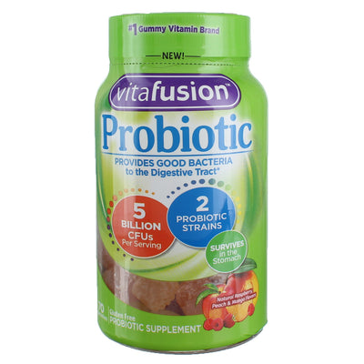 Vitafusion Probiotic Gummies Dietary Supplement, Natural Raspberry, Peach & Mango, 70 Ct