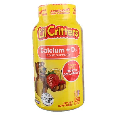 Vitafusion L'il Critters Calcium + Vitamin D3 Gummies, Black Cherry/Orange/Strawberry, 150 Ct