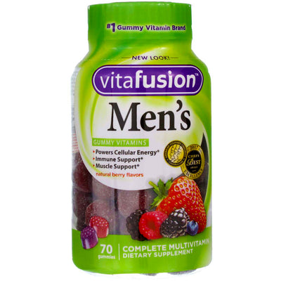 Vitafusion Men's Complete Multivitamin Gummies, Natural Berry, 70 Ct