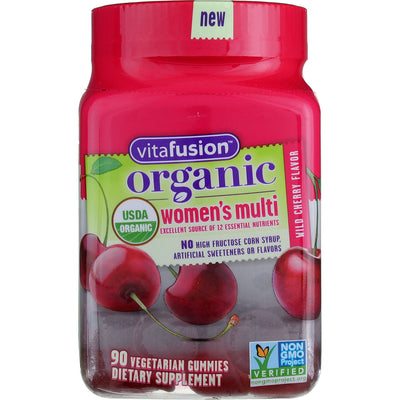 Vitafusion Organic Women's Multivitamin Gummies, Wild Cherry, 90 Ct
