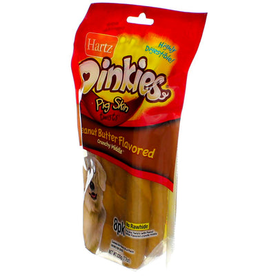 Hartz Oinkies Pig Skin Twists for Dogs, Peanut Butter, 8 Ct