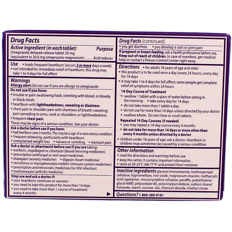 Prilosec OTC Omeprazole Acid Reducer Tablets, 14 Ct