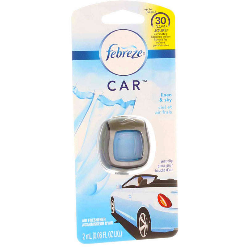 Febreze Car Vent Clip Air Freshener, Linen & Sky