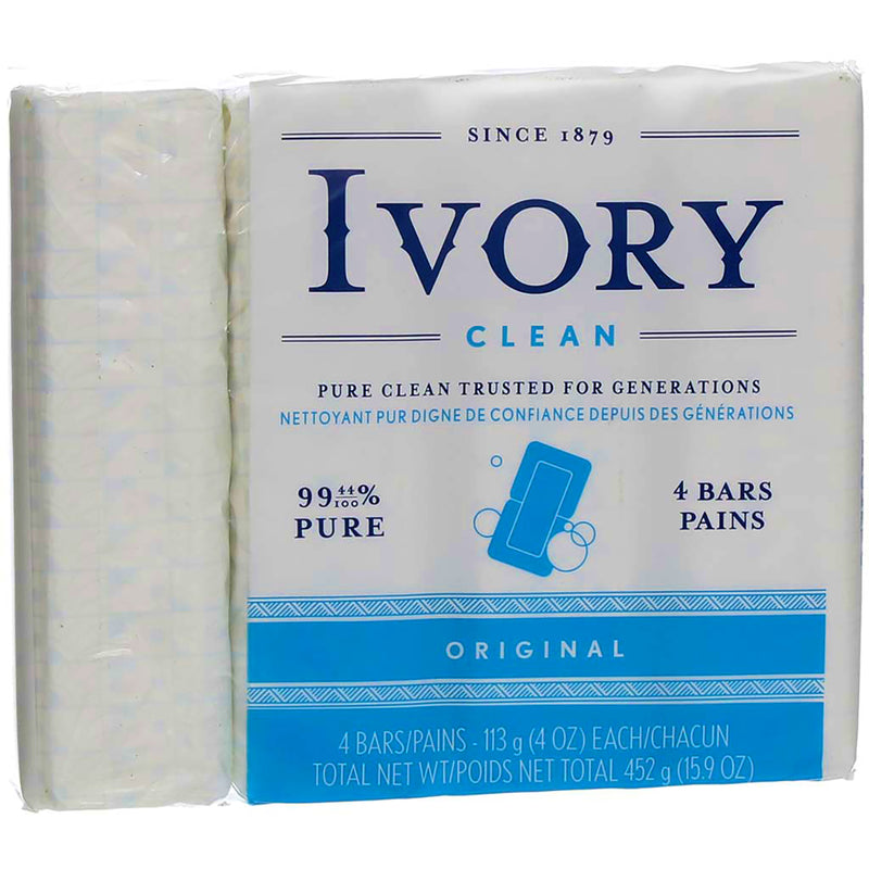 Ivory Clean Bar Soap, Original, 4 oz, 4 Ct