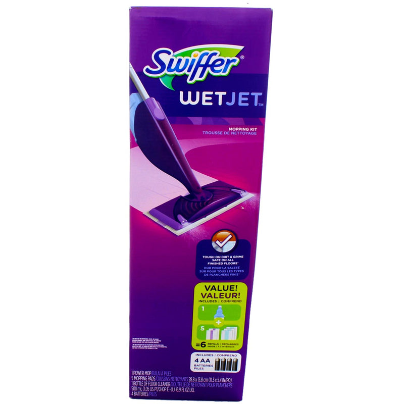 Swiffer WetJet Mop Starter Kit (1 Spray Mop, 5 Mopping Pads, 1 Floor Cleaner Liquid Solution)