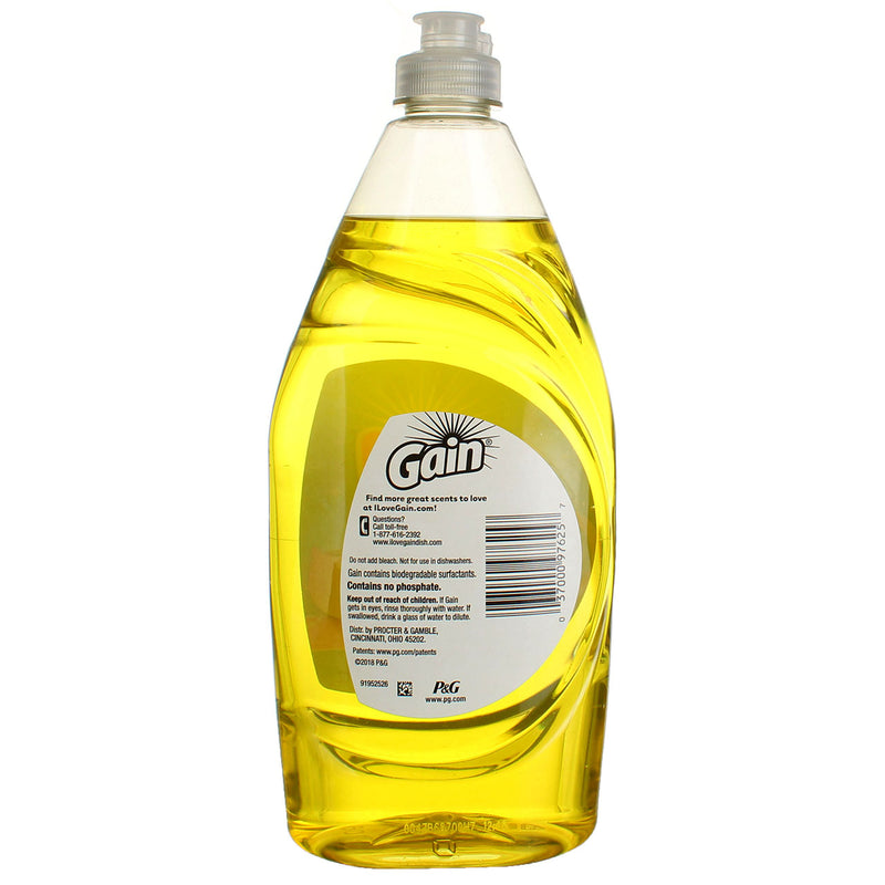 Gain Ultra Dishwashing Liquid, Lemon Zest, 21.6 fl oz