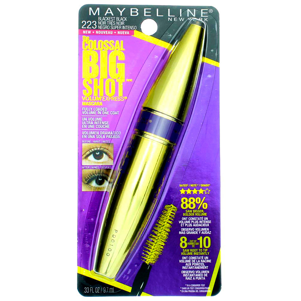 Maybelline Volum Express The Colossal Big Shot Waterproof Mascara, Very  Black
