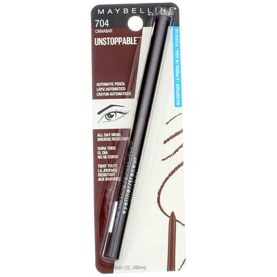 Maybelline Unstoppable Mechanical Eyeliner Pencil, Cinnabar 704, Waterproof, 0.01 oz