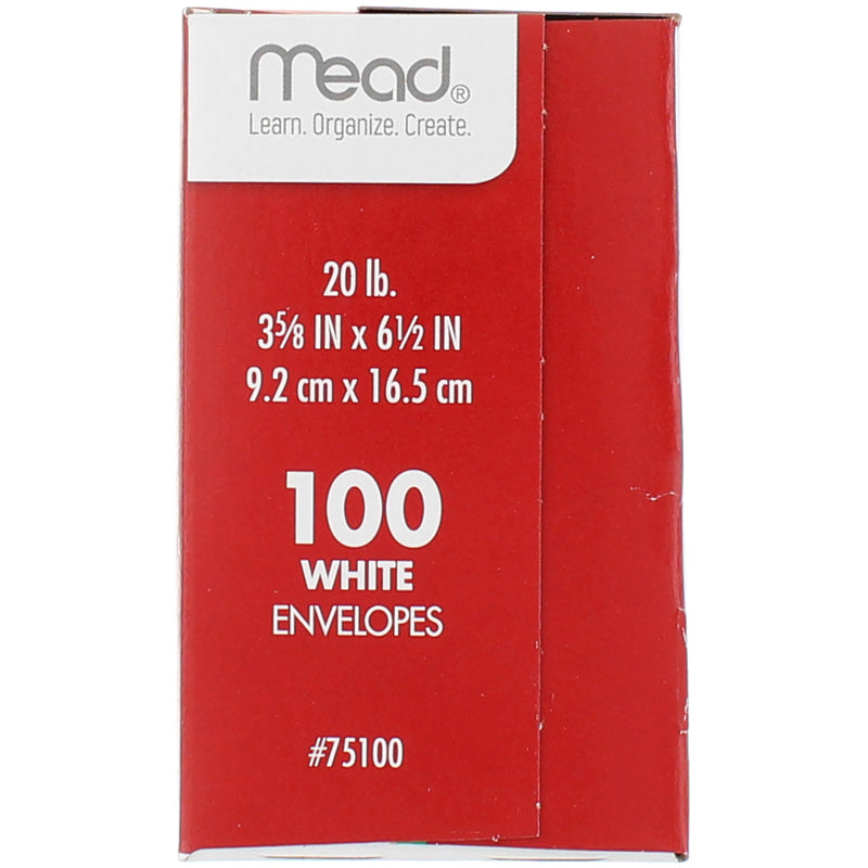 Mead White Envelopes, 3.625in X 6.5in, 