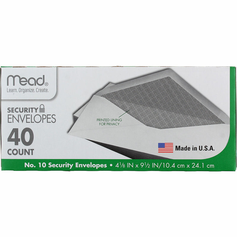 Mead Security Envelopes, 4.125in X 9.5in, 
