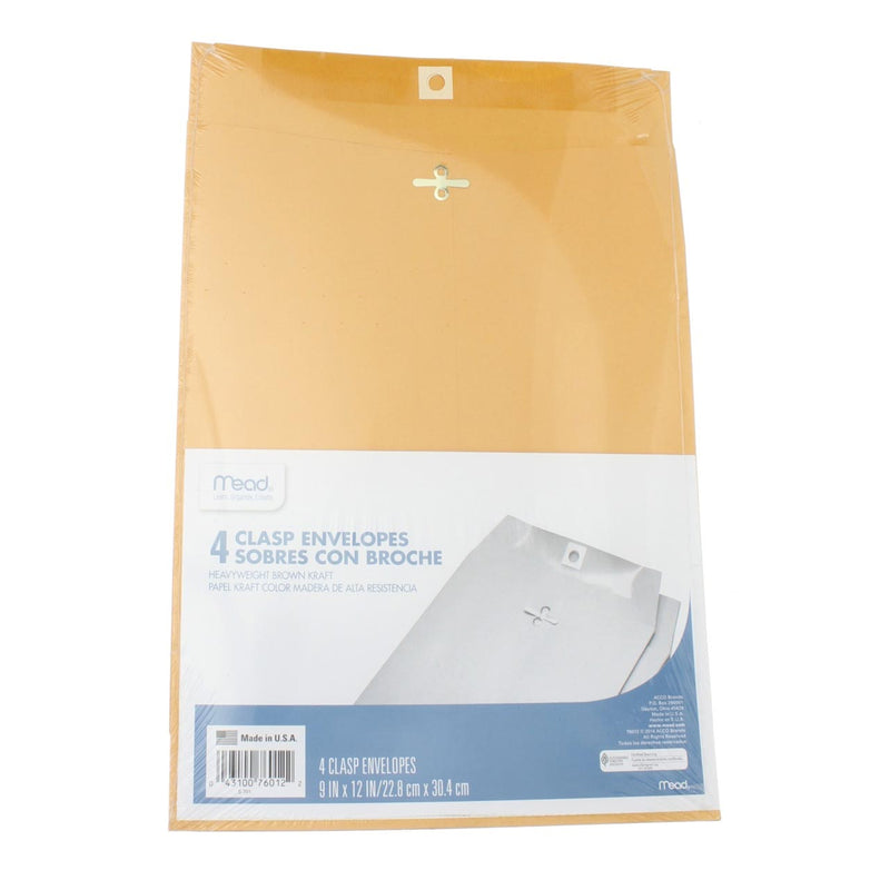 Mead Clasp Envelopes, 9in X 12in, 4 Ct