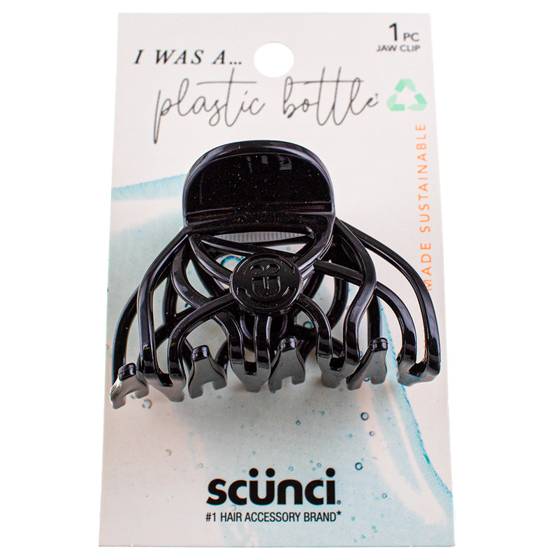 Scunci Earth-Friendly Planet Upcycled Large Jaw Clip, (Black) made from Plastic Bottles