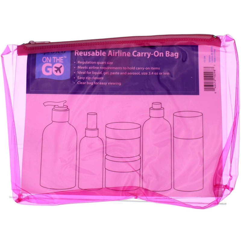 Sprayco On The Go Reusable Airline Cosmetics Bag, Fits in Carry On, Clear Pink