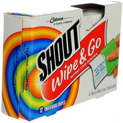 Shout Wipe & Go Instant Stain Remover Wipes, 12 Ct