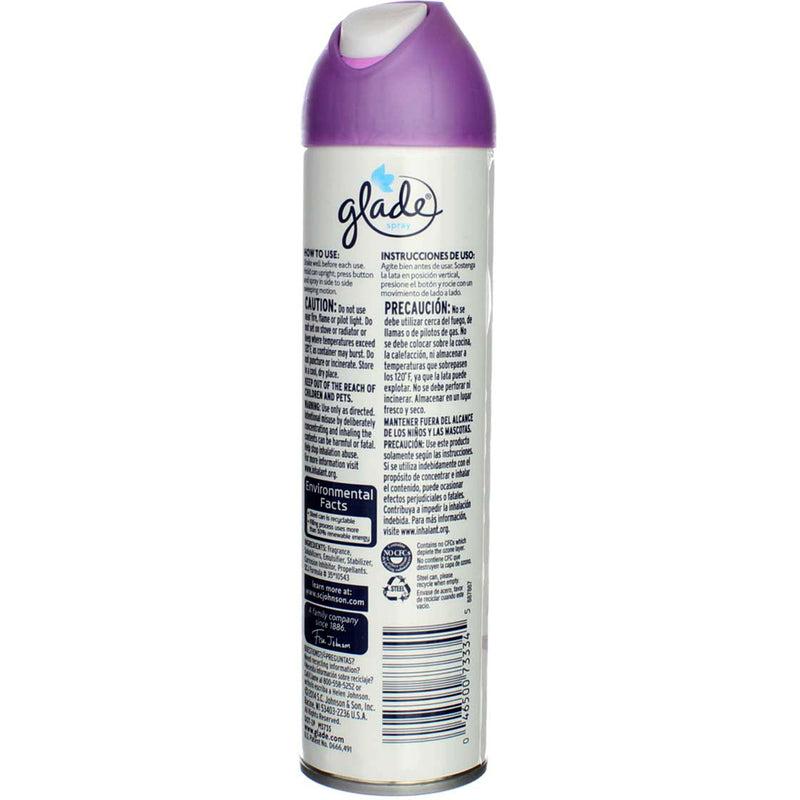 Glade Spray Aerosol, Lavender & Vanilla, 8 oz