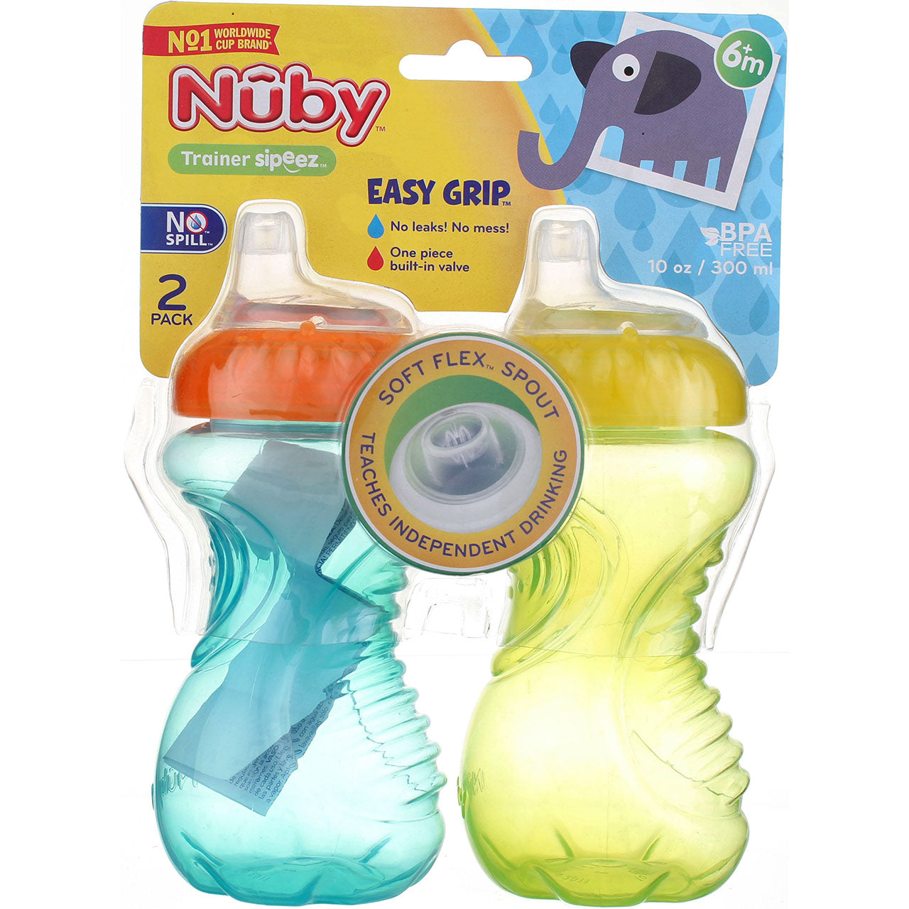 Nuby No-Spill Cup with Dual-Flo Valve, Sippy Cup for Baby and Toddler, 9  Ounce, Colors May Vary