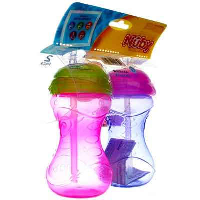 Nuby Clik-It FlexStraw Sippy Cup, 12m+, 10 oz, 2 Ct