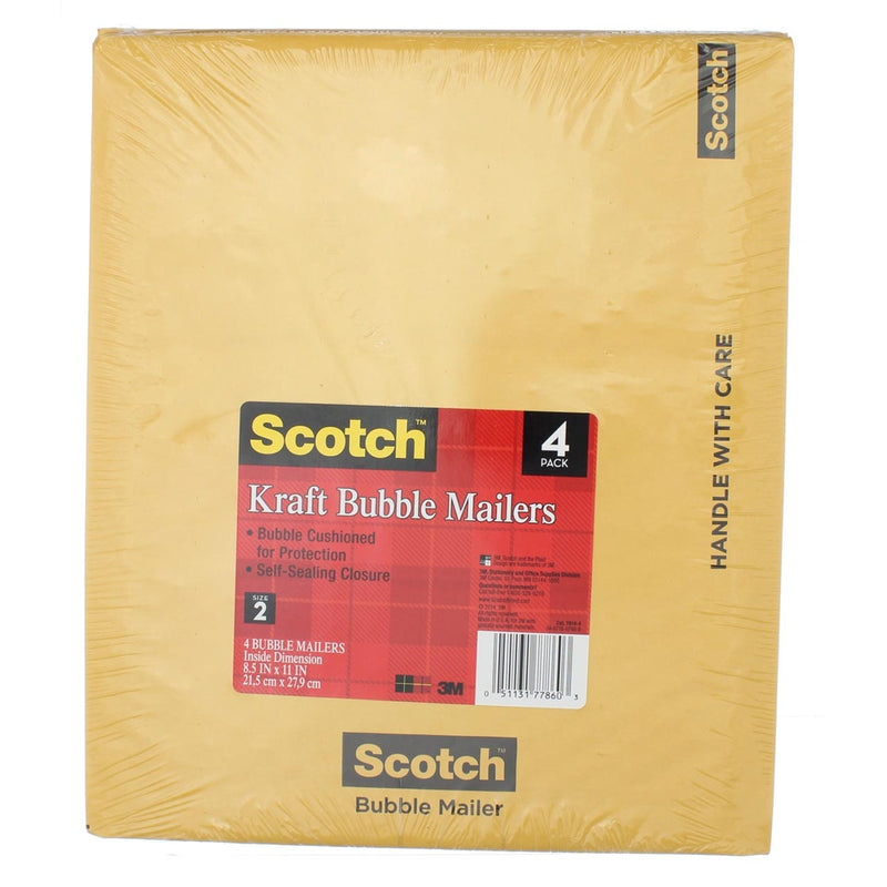 Scotch Bubble Mailer, Size 2, 8.5in X 11in, 4 Ct