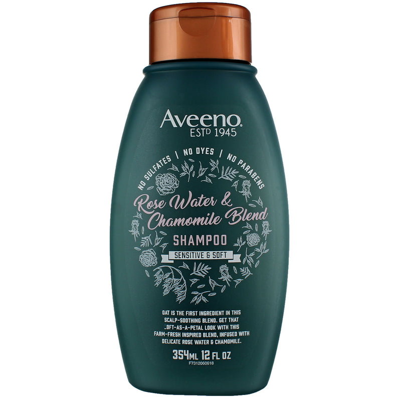 Aveeno Rose Water and Chamomile Blend Sensitive And Soft Shampoo, 12 fl oz