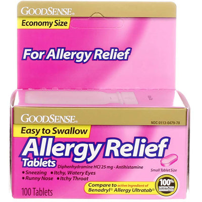 GoodSense Antihistamine Diphenhydramine HCl Allergy Relief Tablets, 25 mg, 100 Ct