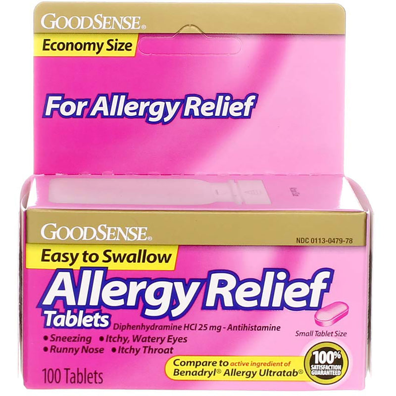 GoodSense Antihistamine Diphenhydramine HCl Allergy Relief Tablets, 25 mg, 100 Ct