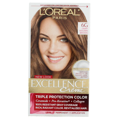 L'Oreal Paris Excellence Creme Triple Protection Hair Color, Light Golden Brown 6G