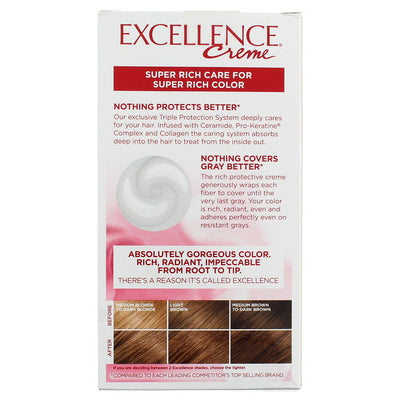 L'Oreal Paris Excellence Creme Triple Protection Hair Color, Light Golden Brown 6G