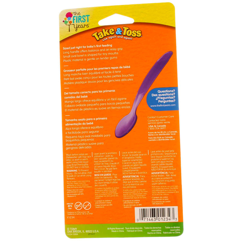 The First Years Take & Toss Infant Spoons, Assorted Colors, 12 Ct