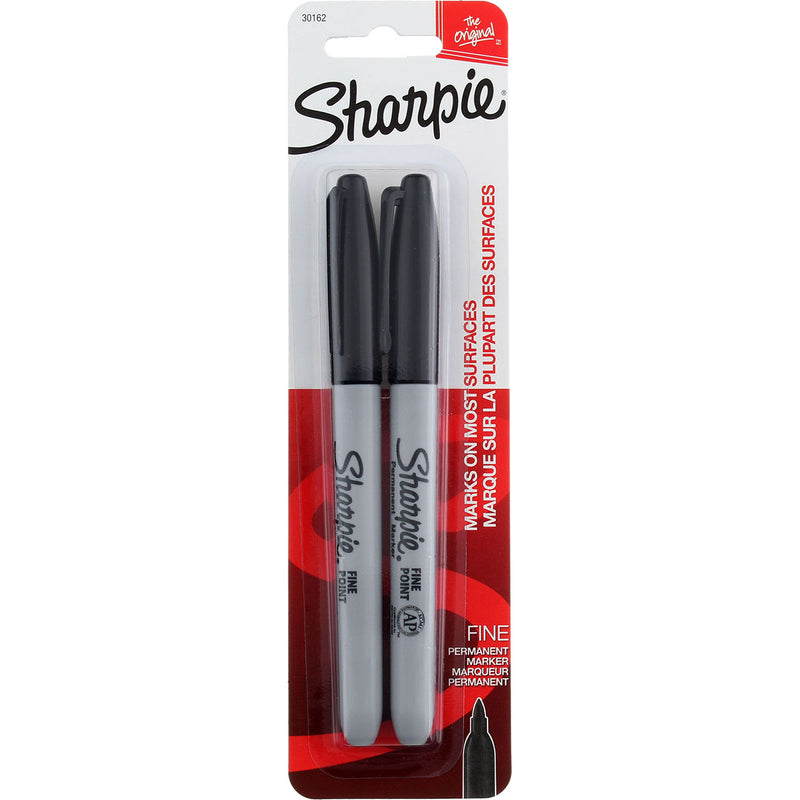 Sharpie Original Fine Permanent Marker Pens, Fine, Black, 2 Ct