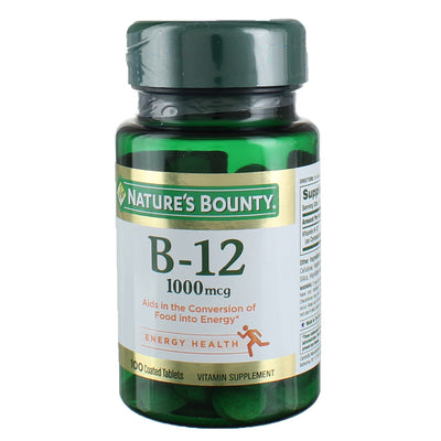Nature's Bounty Vitamin B12 Coated Tablets, 1000 mcg, 100 Ct