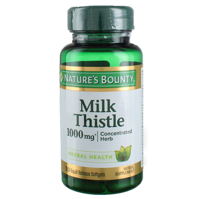 Nature's Bounty Herbal Health Milk Thistle Softgels, 1,000 mg, 50 Ct