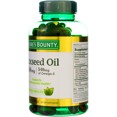 Nature's Bounty Herbal Health Flaxseed Oil Rapid Release Softgels, 1200 mg, 125 Ct