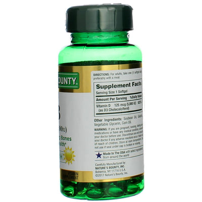Nature's Bounty Immune Health Vitamin D3 Rapid Release Softgels, 125 mcg, 150 Ct