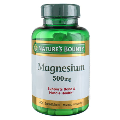 Nature's Bounty Mineral Magnesium Coated Tablets, 500 mg, 200 Ct