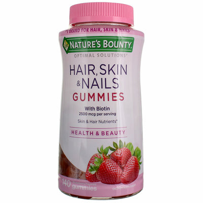 Nature's Bounty Biotin Hair, Skin & Nails Gummies, Strawberry, 2,500 mcg, 140 Ct