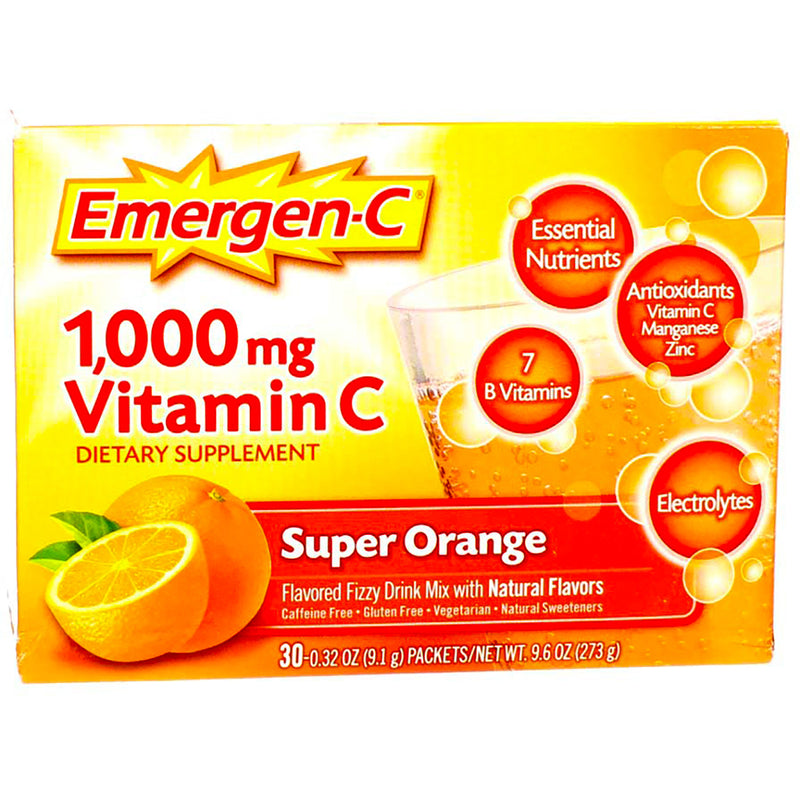 Emergen-C Vitamin C Powder Packets, 1000 mg, Super Orange, 30 Ct