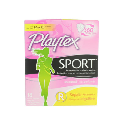 Playtex Sport Tampons, Regular, Unscented, 18 Ct