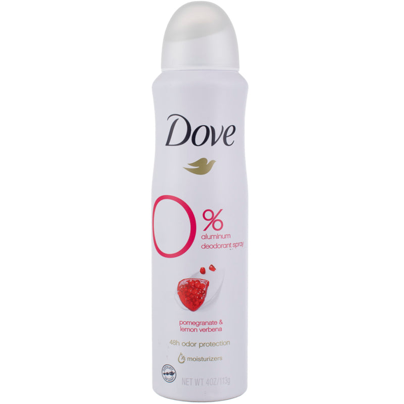 Dove 0% Aluminum Deodorant Spray Pomegranate & Lemon Verbena Aluminum Free 4 Oz
