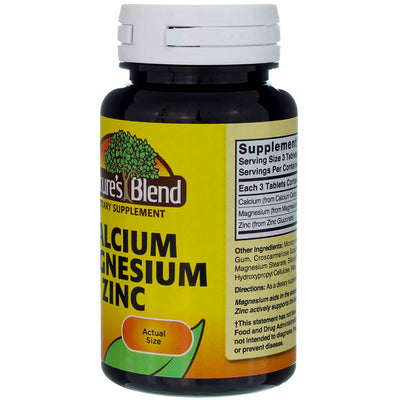 Nature's Blend Calcium Magnesium Zinc Tablets, 100 Ct
