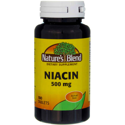 Nature's Blend Niacin Tablets, 500 mg, 100 Ct